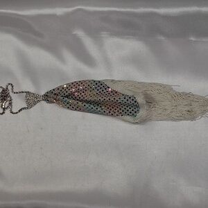 Silver Rhinestone Fringe Neck Tie